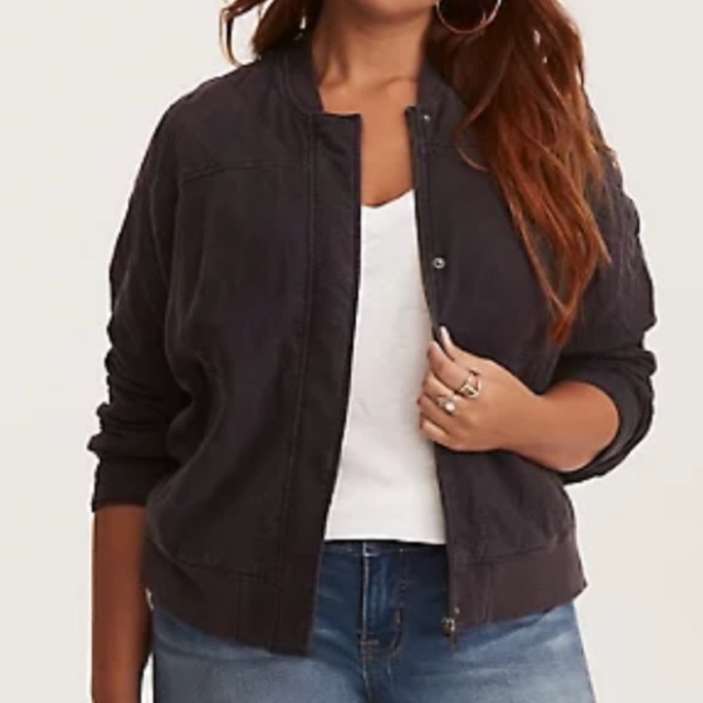 Torrid Vintage Wash Quilted Bomber 0X‎ (14W) EUC